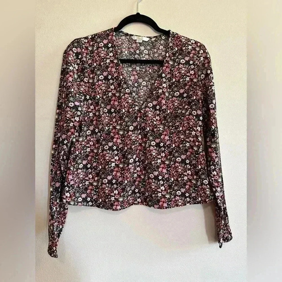 Boden Ditsy Meadow Floral Print V-Neck Long Sleeve Blouse Size US 8 - Picture 1 of 6